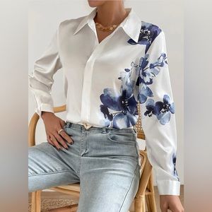 Floral Print Button Front Shirt